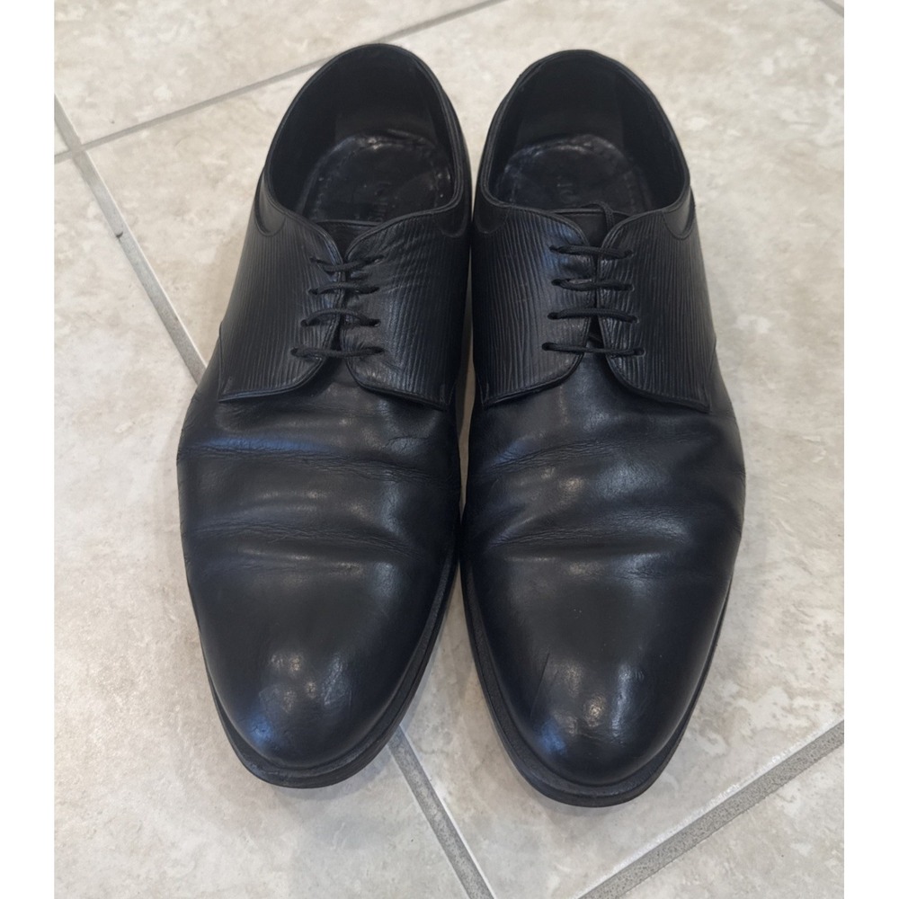 Louis Vuitton Mens Size 7.5 Black Epi Leather Derby Dress Shoes Designer Career - Picture 4 of 10
